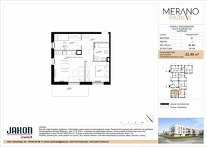 3 pokoje, mieszkanie 52,40 m², piętro 2, oferta nr B1.B21, Merano Park II, Wolsztyn, ul. Klonowa 3