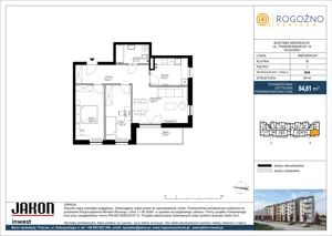 3 pokoje, mieszkanie 64,61 m², piętro 1, oferta nr B46, Rogoźno Centrum, Rogoźno, ul. Paderewskiego 19