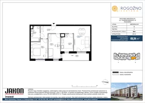 3 pokoje, mieszkanie 69,54 m², piętro 2, oferta nr B54, Rogoźno Centrum, Rogoźno, ul. Paderewskiego 19