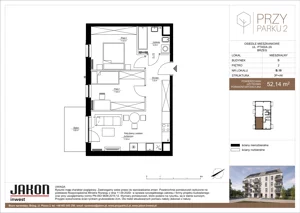 3 pokoje, mieszkanie 52,14 m², piętro 2, oferta nr B.10, Przy Parku 2, Brzeg, ul. Ptasia 2