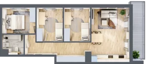 4 pokoje, mieszkanie 65,53 m², piętro 1, oferta nr CZ1.B63, Nowa Czernica CZ1, Czernica, ul. Wojska Polskiego 13