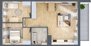 3 pokoje, mieszkanie 65,85 m², piętro 1, oferta nr CZ1.B58, Nowa Czernica CZ1, Czernica, ul. Wojska Polskiego 13