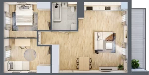 3 pokoje, mieszkanie 65,61 m², piętro 1, oferta nr CZ1.A15, Nowa Czernica CZ1, Czernica, ul. Wojska Polskiego 13