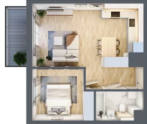 2 pokoje, mieszkanie 42,80 m², piętro 1, oferta nr CZ1.A13, Nowa Czernica CZ1, Czernica, ul. Wojska Polskiego 13