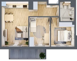 3 pokoje, mieszkanie 54,28 m², piętro 1, oferta nr CZ1.B57, Nowa Czernica CZ1, Czernica, ul. Wojska Polskiego 13