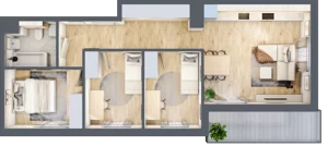 4 pokoje, mieszkanie 65,38 m², piętro 1, oferta nr CZ1.B64, Nowa Czernica CZ1, Czernica, ul. Wojska Polskiego 13