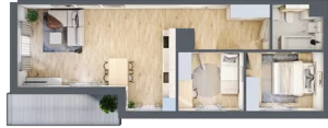 3 pokoje, mieszkanie 59,70 m², piętro 1, oferta nr CZ1.A11, Nowa Czernica CZ1, Czernica, ul. Wojska Polskiego 13