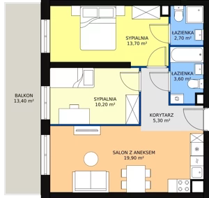 3 pokoje, mieszkanie 55,69 m², piętro 5, oferta nr 18, Comfort City Szmaragd, Warszawa, Białołęka, Nowodwory, ul. Dionizosa 4