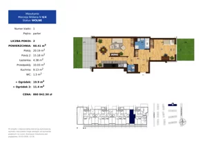 2 pokoje, mieszkanie 60,41 m², parter, oferta nr 6.4, Mierzeja Wiślana IV, Kraków, Podgórze, Płaszów, ul. Mierzeja Wiślana 6/6A