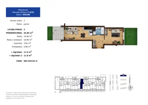 2 pokoje, mieszkanie 44,85 m², parter, oferta nr 6.33, Mierzeja Wiślana IV, Kraków, Podgórze, Płaszów, ul. Mierzeja Wiślana 6/6A