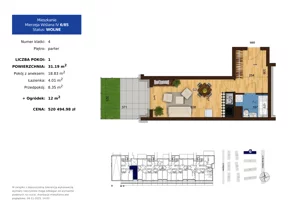 1 pokój, mieszkanie 31,19 m², parter, oferta nr 6.85, Mierzeja Wiślana IV, Kraków, Podgórze, Płaszów, ul. Mierzeja Wiślana 6/6A