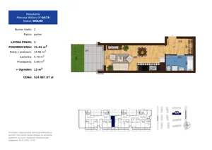 1 pokój, mieszkanie 31,41 m², parter, oferta nr 6A.19, Mierzeja Wiślana IV, Kraków, Podgórze, Płaszów, ul. Mierzeja Wiślana 6/6A