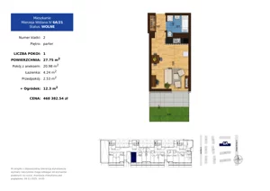 1 pokój, mieszkanie 27,75 m², parter, oferta nr 6A.21, Mierzeja Wiślana IV, Kraków, Podgórze, Płaszów, ul. Mierzeja Wiślana 6/6A