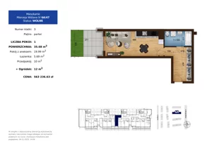 1 pokój, mieszkanie 35,68 m², parter, oferta nr 6A.47, Mierzeja Wiślana IV, Kraków, Podgórze, Płaszów, ul. Mierzeja Wiślana 6/6A