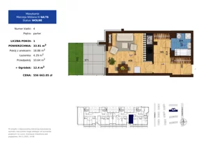 1 pokój, mieszkanie 33,81 m², parter, oferta nr 6A.76, Mierzeja Wiślana IV, Kraków, Podgórze, Płaszów, ul. Mierzeja Wiślana 6/6A