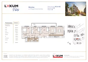 4 pokoje, mieszkanie 87,36 m², piętro 6, oferta nr K1-6-42, Lokum Porto, Wrocław, Szczepin, ul. Długa/Gnieźnieńska
