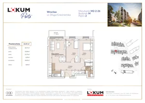 3 pokoje, mieszkanie 64,55 m², piętro 2, oferta nr M2-2-26, Lokum Porto, Wrocław, Szczepin, ul. Długa/Gnieźnieńska