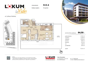 3 pokoje, mieszkanie 64,45 m², parter, oferta nr 9-0-4, Lokum la Vida Etap II, Wrocław, Sołtysowice, ul. Lothara Herbsta