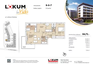 3 pokoje, mieszkanie 64,60 m², parter, oferta nr 9-0-7, Lokum la Vida Etap II, Wrocław, Sołtysowice, ul. Lothara Herbsta