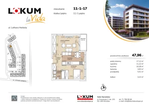2 pokoje, mieszkanie 47,88 m², piętro 1, oferta nr 11-1-17, Lokum la Vida Etap II, Wrocław, Sołtysowice, ul. Lothara Herbsta