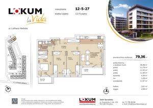 4 pokoje, mieszkanie 79,25 m², piętro 5, oferta nr 12-5-27, Lokum la Vida Etap II, Wrocław, Sołtysowice, ul. Lothara Herbsta