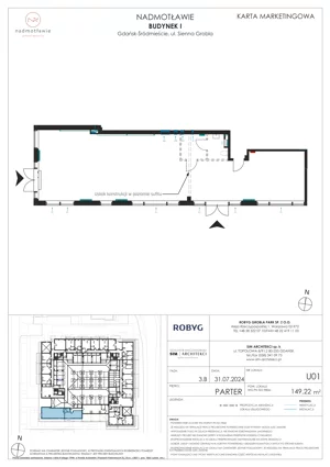 Lokal użytkowy 149,22 m², oferta nr I.U01, Nadmotławie Apartments - lokale użytkowe, Gdańsk, Śródmieście, ul. Sienna Grobla