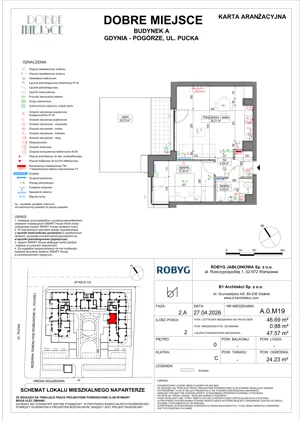 2 pokoje, mieszkanie 46,69 m², parter, oferta nr A.0M19, Dobre Miejsce, Gdynia, Pogórze, Pogórze, ul. Pucka