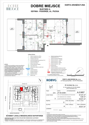 3 pokoje, mieszkanie 61,15 m², piętro 1, oferta nr A.1M13, Dobre Miejsce, Gdynia, Pogórze, Pogórze, ul. Pucka