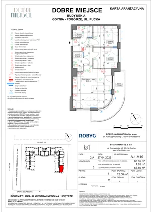 3 pokoje, mieszkanie 63,65 m², piętro 1, oferta nr A.1M19, Dobre Miejsce, Gdynia, Pogórze, Pogórze, ul. Pucka