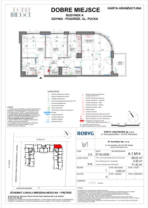 3 pokoje, mieszkanie 69,02 m², piętro 1, oferta nr A.1M14, Dobre Miejsce, Gdynia, Pogórze, Pogórze, ul. Pucka