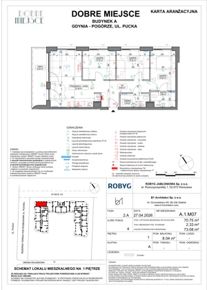 4 pokoje, mieszkanie 70,75 m², piętro 1, oferta nr A.1M07, Dobre Miejsce, Gdynia, Pogórze, Pogórze, ul. Pucka