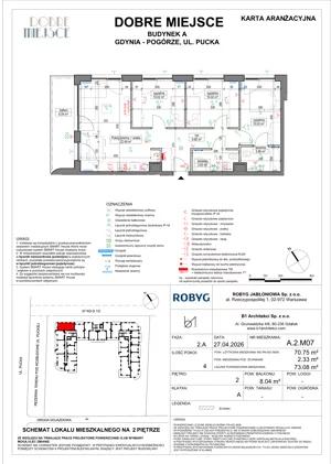 4 pokoje, mieszkanie 70,75 m², piętro 2, oferta nr A.2M07, Dobre Miejsce, Gdynia, Pogórze, Pogórze, ul. Pucka