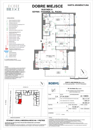4 pokoje, mieszkanie 83,11 m², piętro 1, oferta nr A.1M03, Dobre Miejsce, Gdynia, Pogórze, Pogórze, ul. Pucka