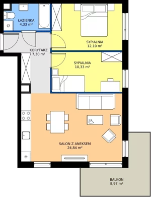 3 pokoje, mieszkanie 58,97 m², piętro 3, oferta nr 3.4.3M08, Szumilas, Kowale, ul. Magazynowa