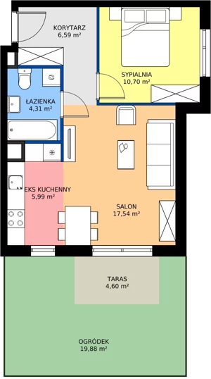 2 pokoje, mieszkanie 45,13 m², parter, oferta nr 3.6.0M02, Szumilas, Kowale, ul. Magazynowa