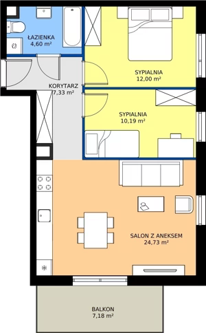 3 pokoje, mieszkanie 58,85 m², piętro 2, oferta nr 3.8.2M08, Szumilas, Kowale, ul. Magazynowa
