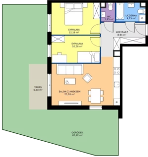 3 pokoje, mieszkanie 60,62 m², piętro 1, oferta nr 3.8.1M06, Szumilas, Kowale, ul. Magazynowa