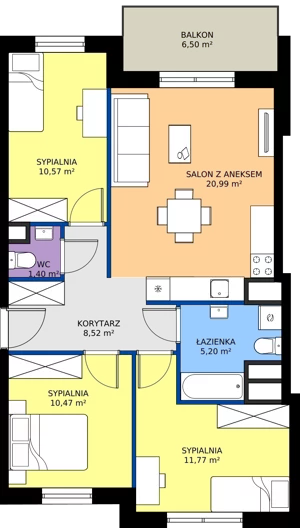 4 pokoje, mieszkanie 68,92 m², piętro 1, oferta nr 9.1M05, Szumilas, Kowale, ul. Magazynowa