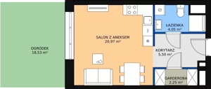 1 pokój, mieszkanie 32,94 m², piętro 1, oferta nr A.1M11, WENDY, Gdynia, Śródmieście, Śródmieście, ul. Wendy 7/9