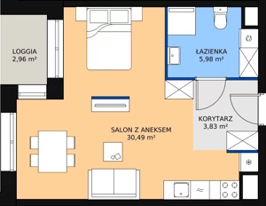 1 pokój, mieszkanie 40,68 m², piętro 3, oferta nr A.3M11, WENDY, Gdynia, Śródmieście, Śródmieście, ul. Wendy 7/9