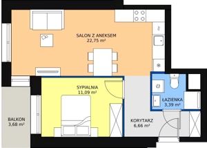 2 pokoje, mieszkanie 43,75 m², piętro 1, oferta nr A.1M09, WENDY, Gdynia, Śródmieście, Śródmieście, ul. Wendy 7/9