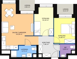 3 pokoje, mieszkanie 60,81 m², piętro 3, oferta nr A.3M15, WENDY, Gdynia, Śródmieście, Śródmieście, ul. Wendy 7/9