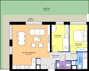 3 pokoje, mieszkanie 68,26 m², parter, oferta nr I.0M09, Nadmotławie Apartments Budynek I, Gdańsk, Śródmieście, ul. Sienna Grobla