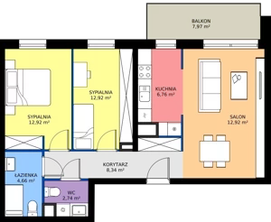 3 pokoje, mieszkanie 67,36 m², piętro 3, oferta nr I.3M06, Nadmotławie Apartments Budynek I, Gdańsk, Śródmieście, ul. Sienna Grobla