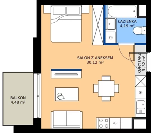1 pokój, mieszkanie 35,63 m², piętro 2, oferta nr I.2M29, Nadmotławie Apartments Budynek I, Gdańsk, Śródmieście, ul. Sienna Grobla