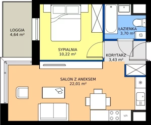2 pokoje, mieszkanie 39,35 m², piętro 1, oferta nr I.1M09, Nadmotławie Apartments Budynek I, Gdańsk, Śródmieście, ul. Sienna Grobla
