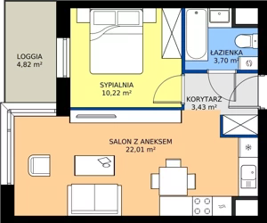 2 pokoje, mieszkanie 39,35 m², piętro 1, oferta nr I.1M05, Nadmotławie Apartments Budynek I, Gdańsk, Śródmieście, ul. Sienna Grobla