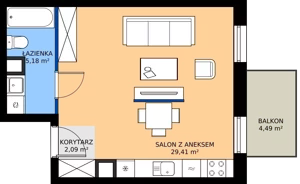 1 pokój, mieszkanie 34,84 m², piętro 5, oferta nr I.5M06, Nadmotławie Apartments Budynek I, Gdańsk, Śródmieście, ul. Sienna Grobla