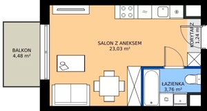 1 pokój, mieszkanie 26,65 m², piętro 6, oferta nr I.6M27, Nadmotławie Apartments Budynek I, Gdańsk, Śródmieście, ul. Sienna Grobla