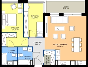 3 pokoje, mieszkanie 79,37 m², piętro 1, oferta nr I.1M29, Nadmotławie Apartments Budynek I, Gdańsk, Śródmieście, ul. Sienna Grobla